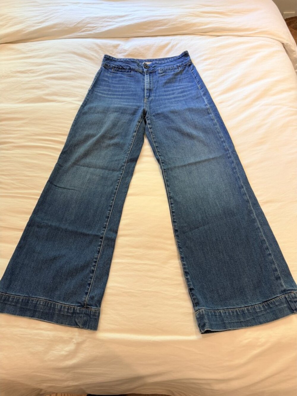 ASKK NY Brighton High Rise Wide Leg Jeans Mercury Blue Size 30